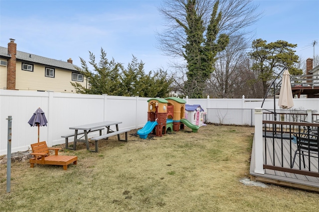 view of yard featuring a playground