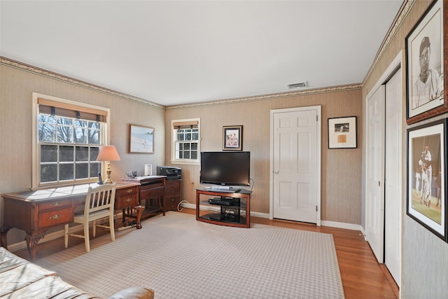 office featuring light hardwood / wood-style flooring