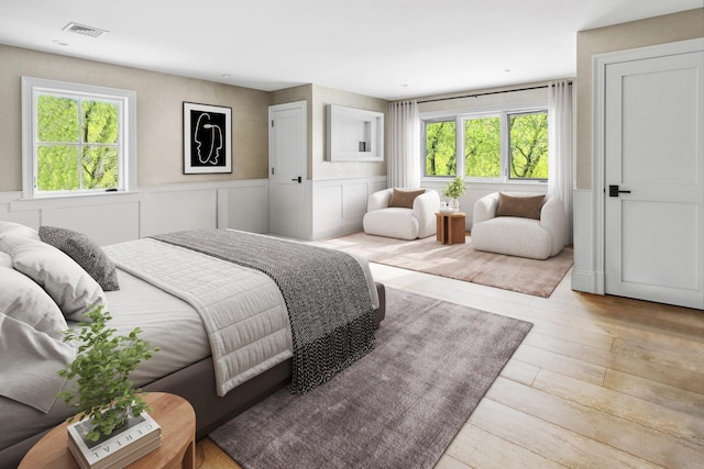 bedroom featuring light wood-type flooring