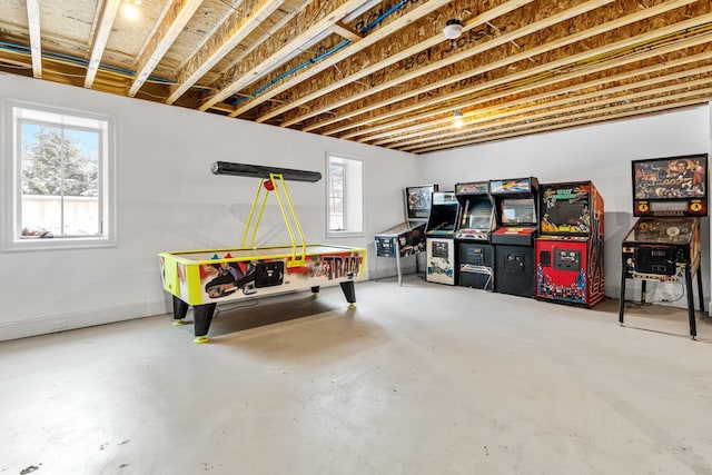 basement with plenty of natural light