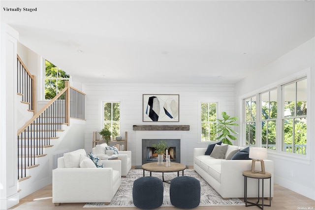 living room with light wood-type flooring