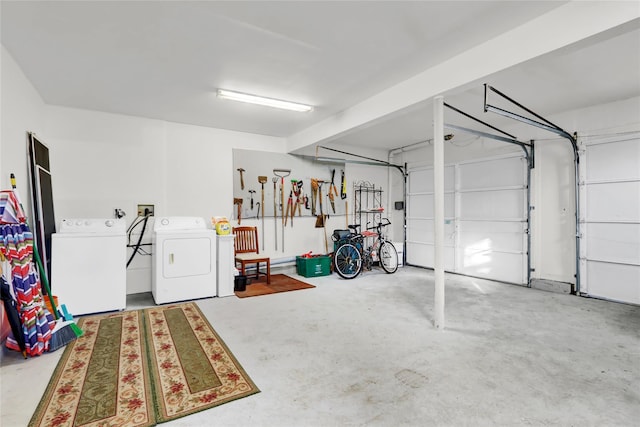 garage featuring washer and dryer