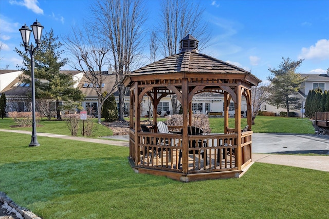 exterior space featuring a gazebo