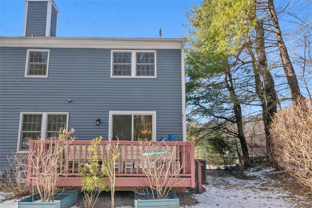 rear view of house with a wooden deck