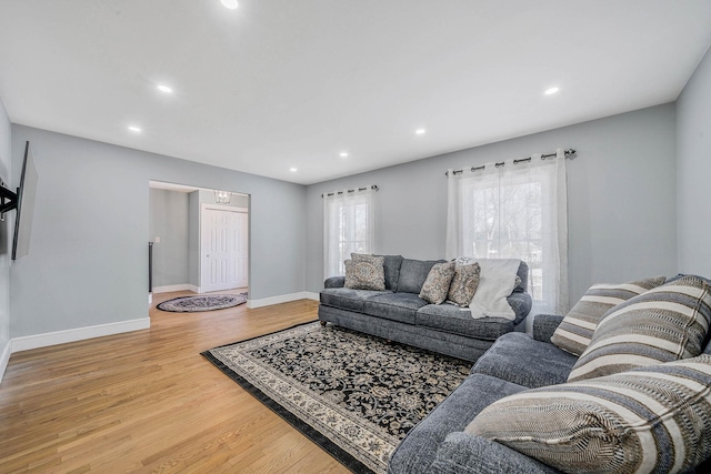 living room with hardwood / wood-style floors