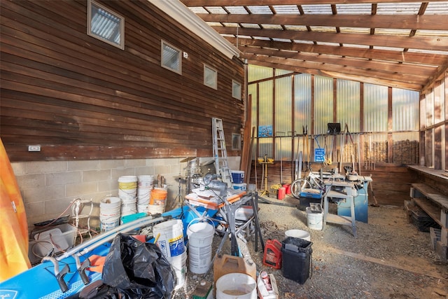 miscellaneous room featuring vaulted ceiling