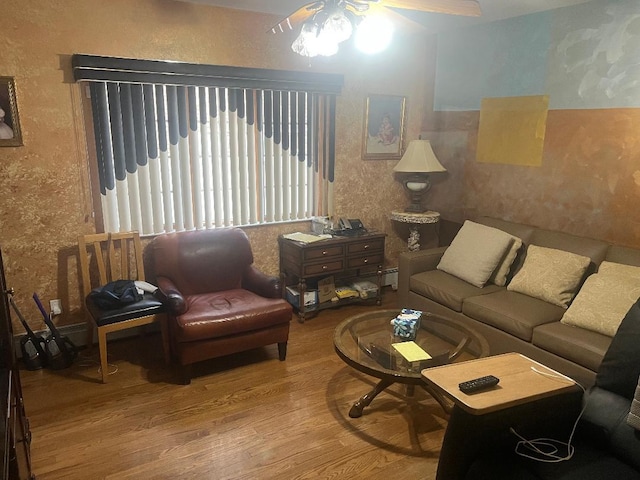 living room with hardwood / wood-style floors