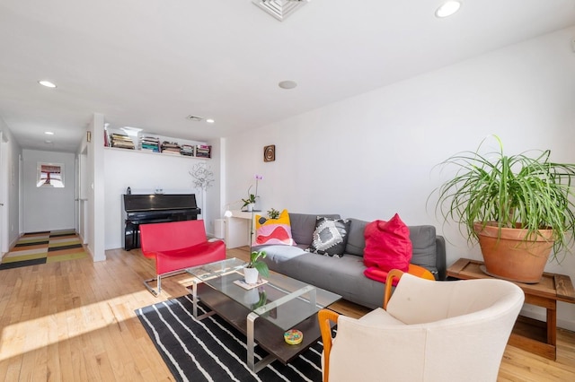 living room with hardwood / wood-style floors