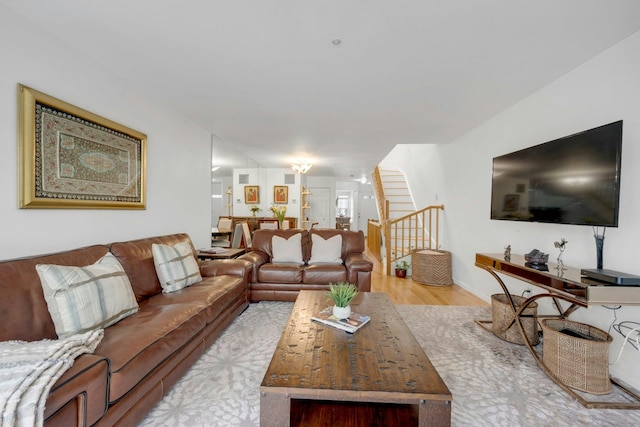 living room featuring light hardwood / wood-style flooring