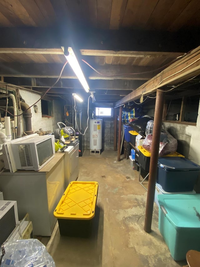 basement with water heater