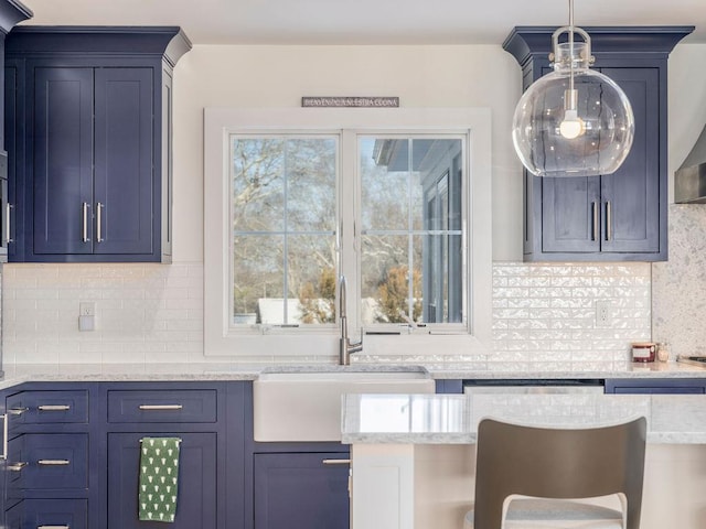 155 Pinewood Rd, Cutchogue, NY 11935 - bar featuring backsplash, decorative light fixtures, and a sink