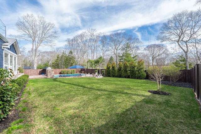 155 Pinewood Rd, Cutchogue, NY 11935 - view of yard with a fenced backyard and a fenced in pool