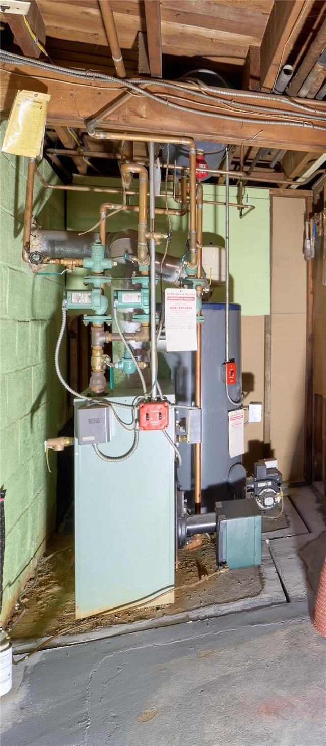 utility room with water heater