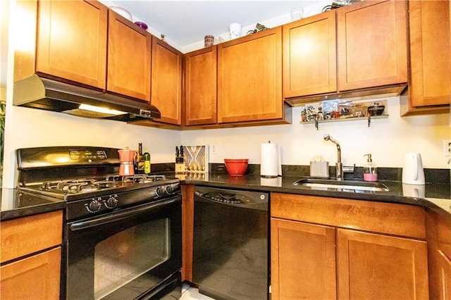 kitchen featuring sink and black appliances