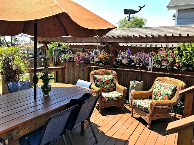 wooden terrace with a pergola