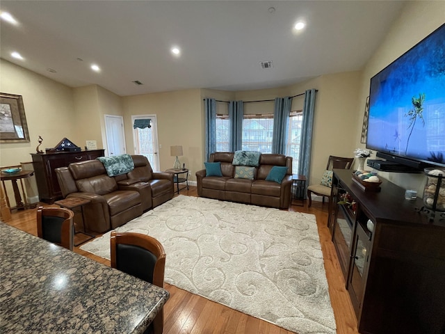 living room with hardwood / wood-style floors