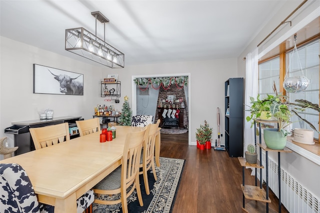 dining room with dark hardwood / wood-style flooring