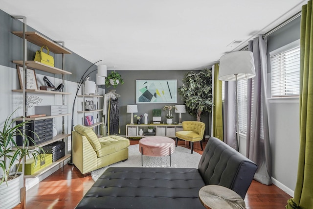 living area with wood-type flooring