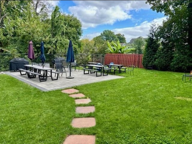 view of yard with a patio area