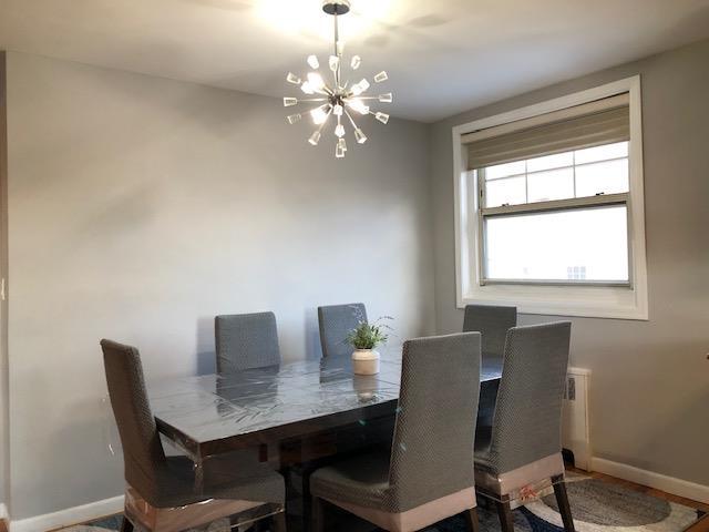 dining room with an inviting chandelier