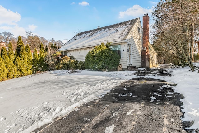 view of snow covered exterior