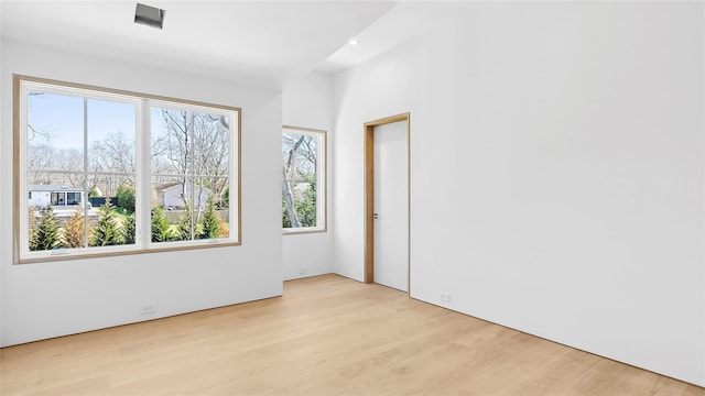 empty room featuring a wealth of natural light and light hardwood / wood-style floors