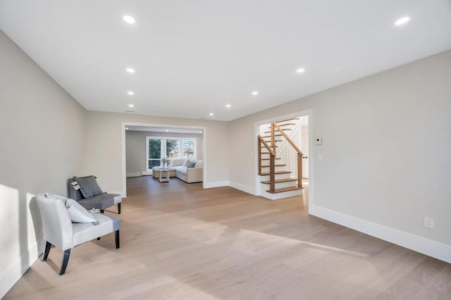 living area with light wood-type flooring