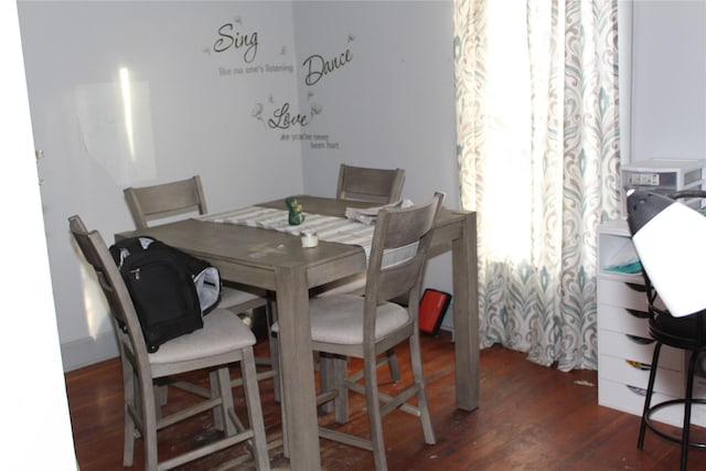 dining area with dark hardwood / wood-style flooring