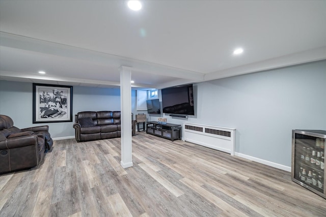 living room with light wood-type flooring