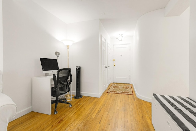 72-10 112th St Unit 3B, Forest Hills, NY 11375 - office area featuring light wood-style flooring and baseboards