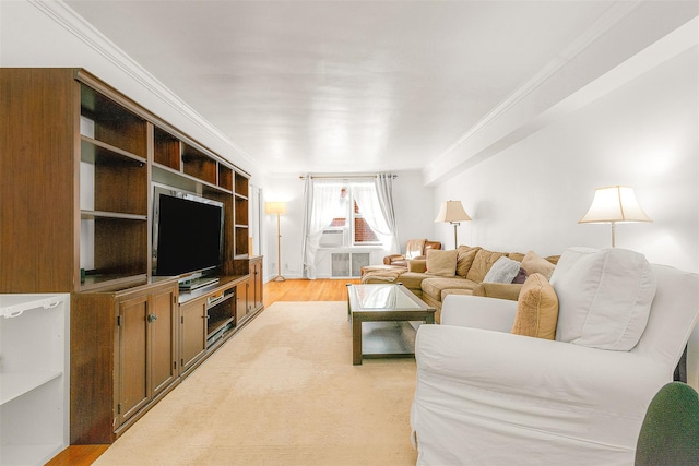 72-10 112th St Unit 3B, Forest Hills, NY 11375 - living room with ornamental molding and light wood-style flooring