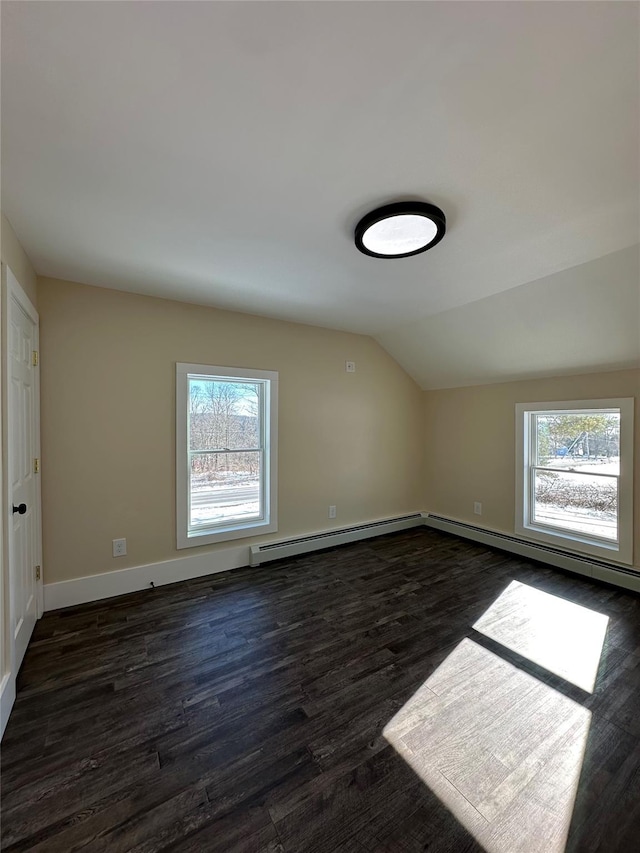 291 Clements Rd, Liberty, NY 12754 - additional living space featuring dark wood-type flooring, baseboards, plenty of natural light, and vaulted ceiling