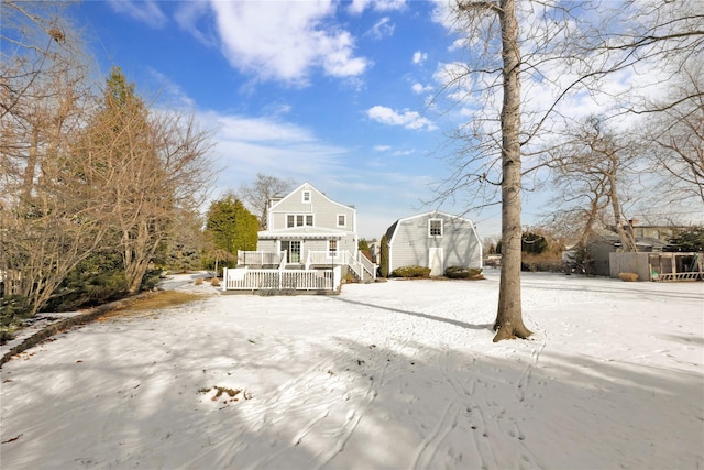 view of front of house with a wooden deck