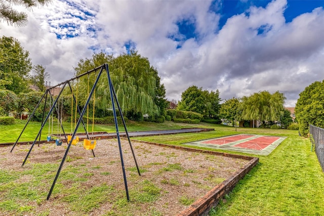 view of play area with a yard