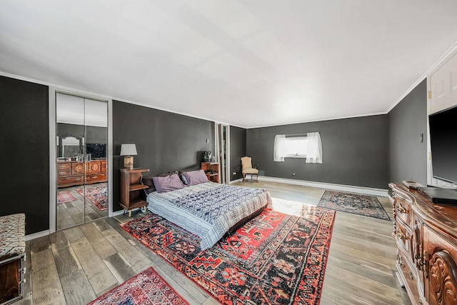 bedroom with light hardwood / wood-style flooring