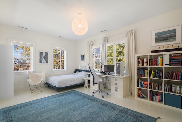 bedroom with multiple windows