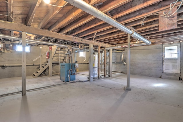 basement with gas water heater