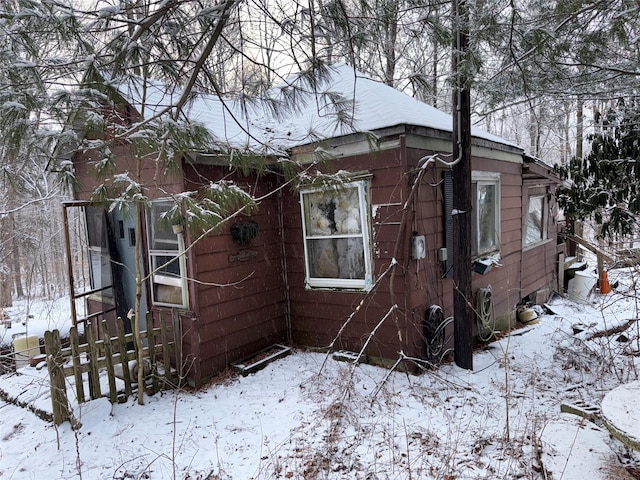 view of snowy exterior