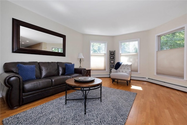 living room with wood finished floors