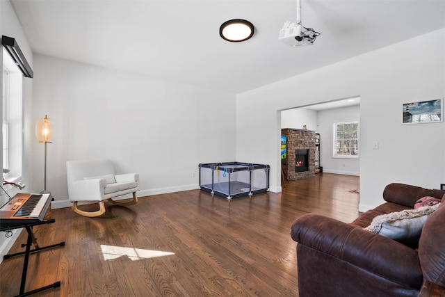 living room featuring dark hardwood / wood-style flooring