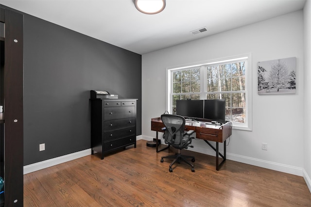 office with hardwood / wood-style floors