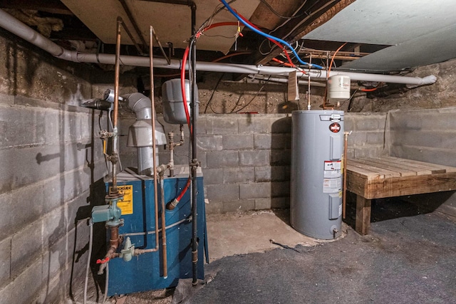 utility room featuring electric water heater