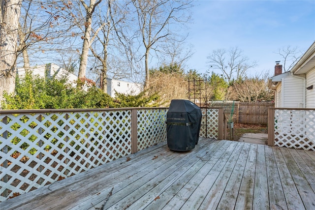 deck featuring area for grilling