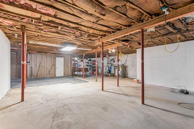 basement with electric water heater