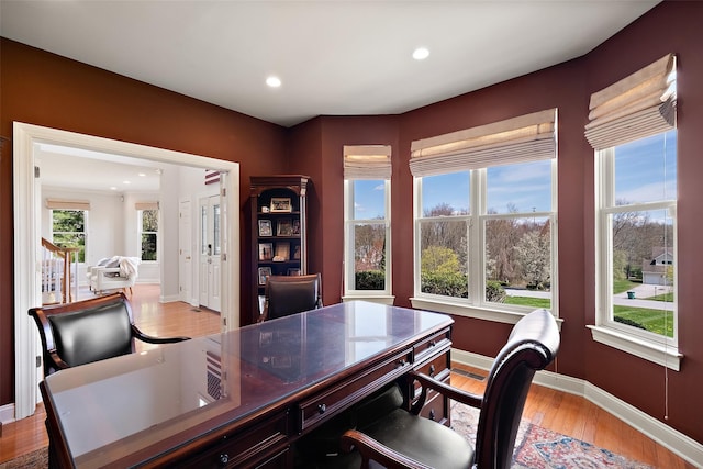 79 Victor Dr, Poughkeepsie, NY 12603 - home office with recessed lighting, light wood-style floors, and baseboards