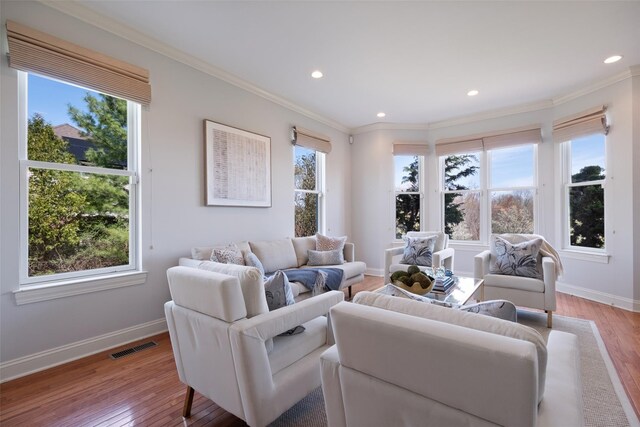 79 Victor Dr, Poughkeepsie, NY 12603 - living room featuring light wood-style floors, baseboards, and ornamental molding