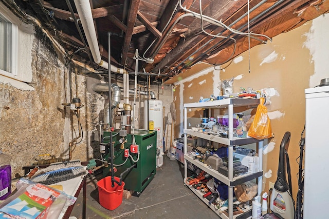 basement with water heater