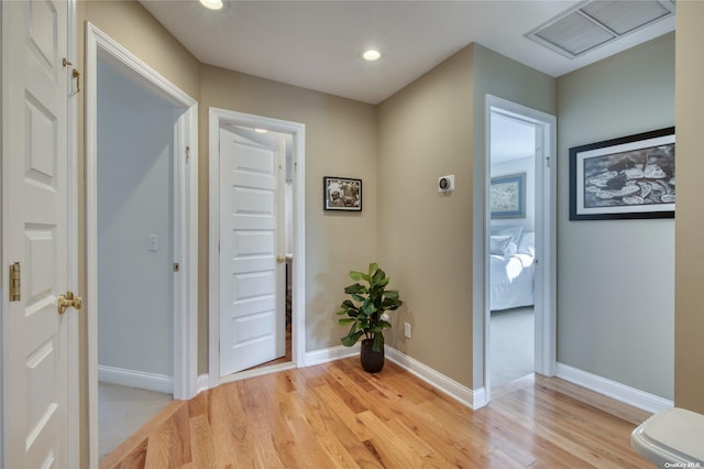 hall featuring light hardwood / wood-style floors