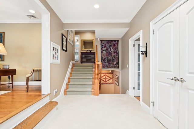 corridor with ornamental molding