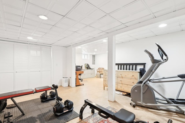 workout area with electric panel